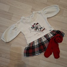 Baby Girls Age 6-9 Months Disney Christmas Jumper Dress & Tights 