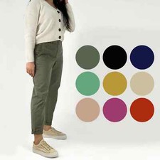 Ex M_S Womens Chino Turn Up Trouser Comfy Fit Various Colours & Length Size 6-24