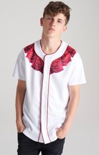 SikSilk Boys White Rose Baseball Jersey 11-12 Years