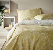 Vantona Essentials Range Linear Leaves Duvet Cover Set - Cream
