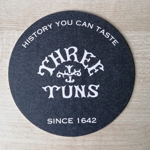 Three tuns brewery beer mat - three,
