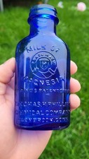 Antique Phillips Milk of Magnesia Embossed Cobalt Blue Glass Bottle