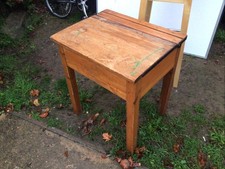 Old Wooden School Desk With