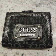 Vintage Guess Los Angeles Black Silver Women's  Ladies Purse Wallet LOGO Big G