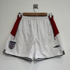 Umbro England Football Shorts Mens Small White Elastic Waist 00's Vintage