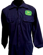 John Deere Badged Zip Front Navy Boiler Suit Overalls Size S 35-38" Chest