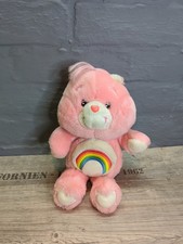 Vintage Care bear 2002 Cheer bear Pink With Rainbow Soft Toy Retro Plush 