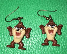 TAZ TASMANIAN DEVIL FIGURE EARRINGS Vintage Looney Tunes Costume Jewelry