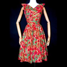 Bernie Dexter Red Poppies Dress Size XS Suit UK 6-8