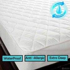 100% Natural Cotton Extra Deep Waterproof Quilted Mattress Protector Bed Cover