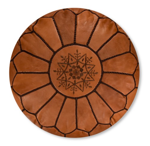 Moroccan leather pouffe - moroccan,