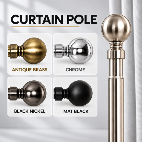 Extendable metal curtain pole - extendable,