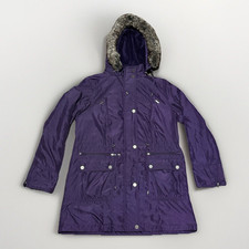 M&S Per Una Shower Resistant Raincoat Parka Jacket Purple Womens Size M