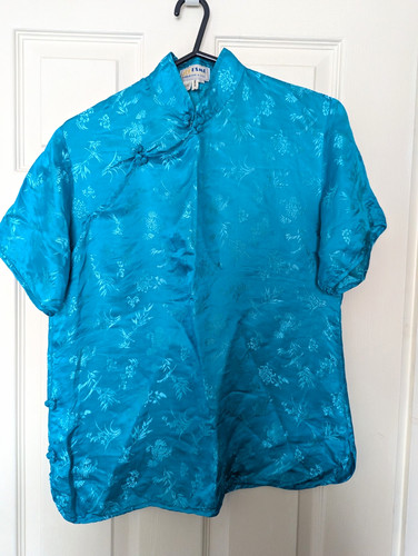 Blue floral pure silk - blue,