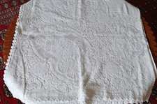 vintage white lace table cloth 140x134cms