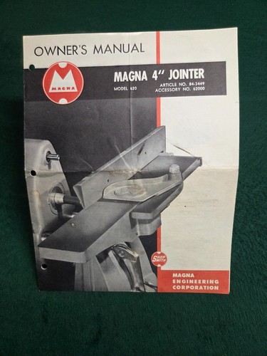 Shopsmith magna jointer - shopsmith, 4"