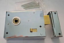 Polished Chrome Rim Dead Lock with latch lock Door Hardware *Imperfect* 4" x 3"