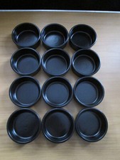 12 Black CERMER Tapas Flan Dishes Quiche Tart - Oven, Freezer and Microwave Safe