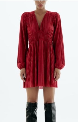 Zara pleated satin dress bnwt - pleated,