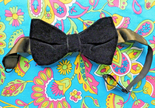 Vintage black velvet bow tie