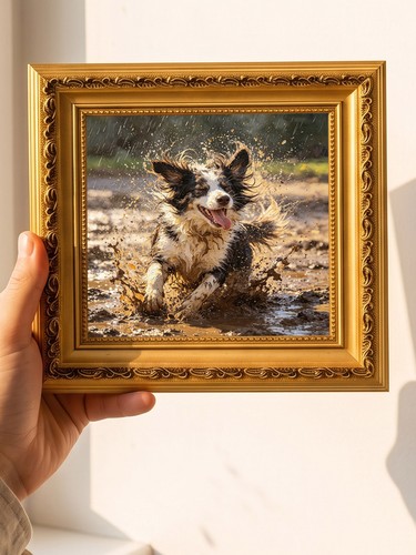 Playful border collie mud - playful,