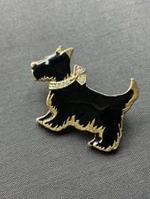 Vintage Black Gold Scottish Terrier Scottie Westie Dog Animal Brooch Pin