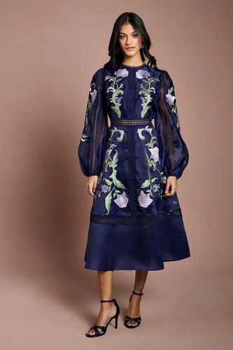 Coast navy fit flare dress - &,