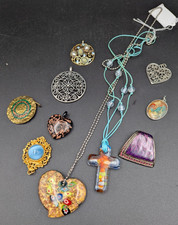 Job Lot of 10x  Pendant Charms inc 3x Murano Glass/Millefiore Pendants