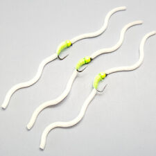 3 x BARBLESS WHITE SQUIRMY WORMS  Sizes 10,12 Available