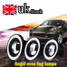64-89mm White  Angel Eyes Halo Car Fog Lights Lamp Projector DRL COB LED Bulbs