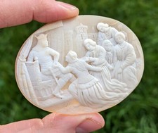 Antique Carved Shell Cameo - King Richard Lionheart Scene Unmounted Exceptional