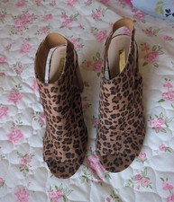 Primark Leopard Print Open Toe Ankle Strap Block Heel Size 8 EU 41