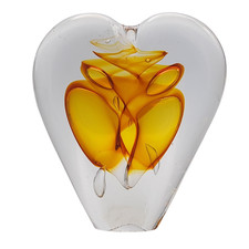 Signed G.C Amber Glass Heart
