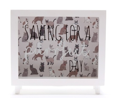 Wooden glass front money box - front,