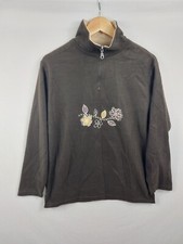 Claire Neuville Womens Brown Mix ¼Zip Jumper W/Front Pattern Size 14/16 (182-34)