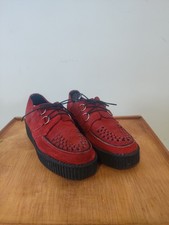 Shellys London Vintage Red Suede D Ring Creepers Size 9 Made In England