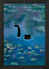 Monet Cat Waterlilies Framed