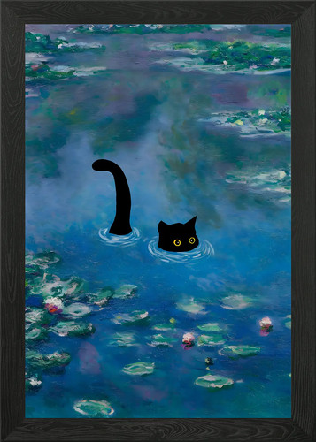 Monet cat waterlilies framed - monet,
