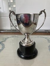 S Watkins Silver Plated Trophy Cup on Bakelite Stand 16cm No engraving