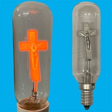 1x 3W Neon Cross Jesus on Crucifix Christian Light bulb SES E14 Decorative Lamp