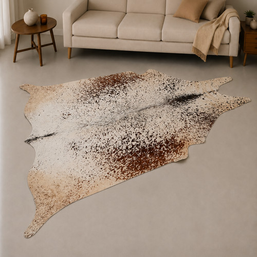 Genuine brown white cowhide - brown,