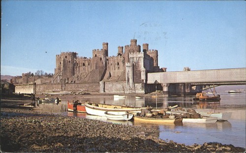 Vintage conwy castle postcard - castle,