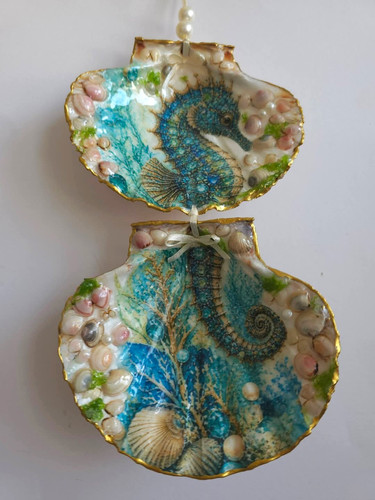 Handmade shell seahorse - shell,