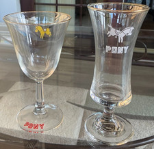 Vintage Pair Of Pony Glasses. One Stemmed & One Schooner 1970's