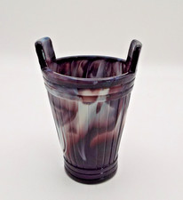 ANTIQUE DERBYSHIRE AMETHYST, MARBLED, MALACHITE SLAG 7.5 cm VASE
