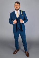 Mens suit blue - suit, tweed