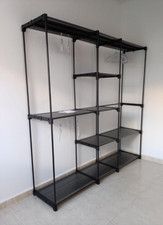 Industrial Open Wardrobe Clothes Rail Rack Bedroom Storage Metal Unit Shelves