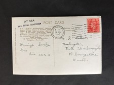 GB 1950 M.V. ROYAL SOVEREIGN/AT SEA POSTCARD TO BASINGSTOKE
