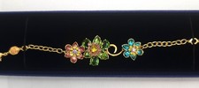 Bracelet Sparkling Adjustable Inspired Idyllia Flower Multicoloured Gold Tone 