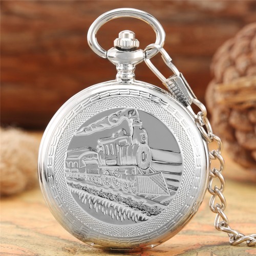 Silver railway pocket watch - railway,